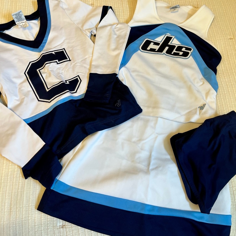 Varsity White and Blue Athletic Jerseys Moisture-Wicking